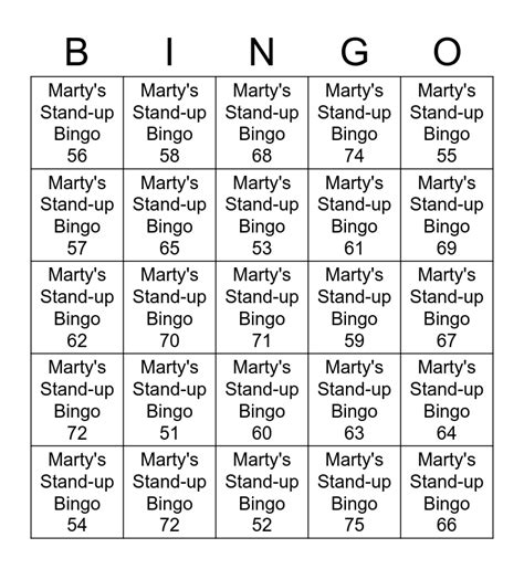 stand up bingo questions.